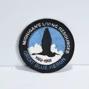 "1982 -1983" MICHIGAN'S DNR LIVING RESOURCES PATCH "GREAT BLUE HERON" Perfect!