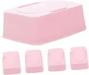 ETHZZLE 5pcs Baby Wipes Container: Refillable Wet Tissue Holder with Lid Travel Wipe Case Bathroom Tissue Paper Storage Box for Home Office Cars