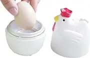 Microwave Egg Cooker Egg Shape，Hard Boiled Egg Poacher 4 Eggs Capacity,Steamed Egg Cup Container with Lid (Henshape, 1space)