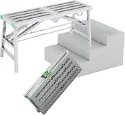 Stepladders Scaffolding Platform 15.7Inch Width Multipurpose Work Platform Scaffold Tower Ladder Stool Work Bench with 5-Gear Adjustable Height for Home Folding Scaffolding Equipment