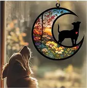 Dog Memorial Suncatcher, Personalized with Name Date Dog Breeds Suncatcher, Pet Loss Suncatcher, Stained Glass Light Catcher, Gifts for Dog Lovers, Dog Memorial Ornament Loss of Pet Sympathy Gift