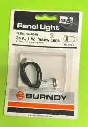 BURNDY RK230-2 RK2302 Snap-In YELLOW (ORANGE) Panel Light Round 24V 1W 6" Leads