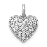14k White Gold 5/8ct. Real Diamond Heart Pendant