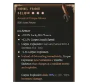 Diablo 4 Season8 Howl From Below 3GA 90% Unique Gloves Necro Item Equipment Gear