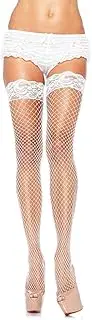 [Leg Avenue] Women's Fishnet Thigh High Stockings with Silicone Lace Top