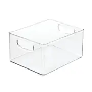 iDesign Linus 25.4x20.32cm Storage Bin Kitchen Pantry Organiser w/ Handles Clear