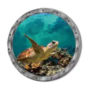 Nevenka Removable 3D Under The Sea Nature Scenery Decor Submarine Window Sea Turtles Wall Sticker