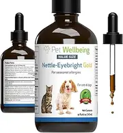 Pet Wellbeing Nettle-Eyebright Gold for Dogs & Cats (Sneeze Ease) - Occasional Sneezing, Seasonal Allergy Discomfort, Eyebright, Nettles - Veterinarian-Formulated Herbal Supplement 4 oz (118 ml)