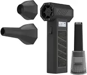 Compressed Air Duster, Electric Air Duster Fan, 130000 RPM Brushless Motor, Adjustable Powerful Blower with LED Display, for Home Cleaning & Professional Use (Black Vacuum Kit)