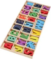 PERSELOSO Educational Wooden Alphabet Blocks Set for Boys and Girls Sensory Toys Storage Tray Learning Fine Motor Skills Reusable Children's Plaything