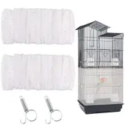 2Pcs Adjustable Bird Cage Seed Catcher() Birdcage Nylon Mesh Cover White