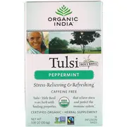 Organic India Tulsi Tea Peppermint Caffeine-Free 18 Infusion Bags 1.08 oz (30.6g)