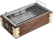 Portable Grills Wooden Box Bamboo Box Barbecue Oven, Wear-Resistant Table Top Barbecue Shelf, Barbecue Grill for Heating Food Heat Preservation Grilled Camping BBQ