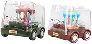 KOMBIUDA 2Pcs Pull Back Car Indoor Vehicle for and Easy to Play Cartoon Gear Bus for Imaginative Play and Parent Interaction