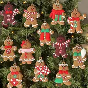 12pcs Gingerbread Man Ornaments For Christmas Tree Assorted And For Christmas Tree Hanging Decorations