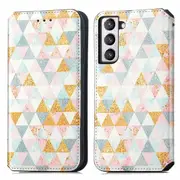 CaseNeo For Samsung Galaxy S21 FE Leather Wallet Flip Case With RFID Blocking Credit Card Holder Slots Cover - Nordic Rhombus