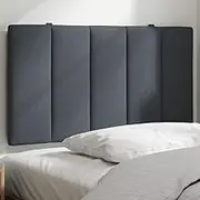 Hanko Dark Grey Velvet Headboard Cushion, 90cm Upholstered Wall Mounted Bed Back Support Pillow for Reading