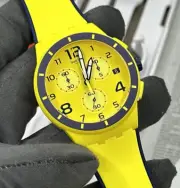 NEW✅ Swatch Chrono SOLLEORE Yellow And Navy Date Sports Men's Watch SUSJ401