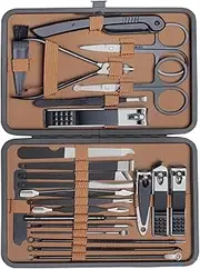Manicure Set Professional - Stainless Steel Manicure Kit, Cuticle Trimmer Facial Care Tools | Nail Tools with Luxurious Travel Case, Ear Pick Nose Hair Scissors for Man Women Adults Gift