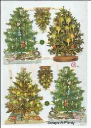 German Embossed SILVER GLITTER Scrap Die Cut - Christmas Tree EF7390G