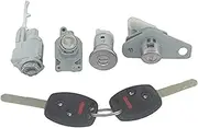 Jodriva AL243 Ignition Switch Door Lock Barrel Trunk Lock Fuel Cap Lock 2-Button Keys, for Civic, 06-08 Car Ignition Switch Lock(Black 4PCS-2-PANIC)