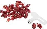 uxcell 1/4 Inch Carbon Steel Track Spikes, 40 Pack Sports Shoes Spikes Replacement Accessories with Spike Wrench for Long Jumping Running, Red