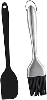 LABRIMP Ergonomic Handle BBQ Tool Set Silicone Oil Brush Spatula Heatproof Kitchenware Oil Brush Scraper