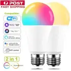 E27 15W RGB RGBW Warm LED Light Bulb WiFi Smart Globe Lamp For Alexa Google Home