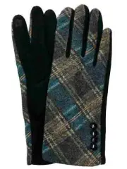 G&S Womens Blue & Gray Plaid Stretch Fit Button Texting & Tech Smart Gloves