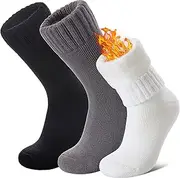 [Bytebliss] 3 Pairs Thermal Wool Socks, Winter Socks Warm Long Socks, Unisex Merino Wool Winter Socks, Warm Winter Extra Thick Insulated Heated Ski Crew Boot Socks for Cold Weather