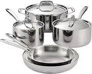 Tramontina Tri-Ply Clad Stainless Steel 8-Piece Cookware Set with Lids, Pots and Pans Kitchen Set, Induction-Ready, Dishwasher-Safe, NSF-Certified, Made in Brazil
