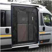 Magnetic Fly Screen Sliding Door 180x133 – Mosquito Net for Motorhome, Camper, Side Door, Sunshade, Camping Van, Car AccessoryBlack,One Size