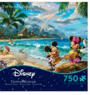 Thomas Kinkade Disney Mickey & Minnie Mouse Hawaii 750 Piece Puzzle