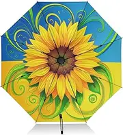 [RPLIFE] Windproof Travel Umbrella, Auto Open Close, Compact Travel Umbrella, Backpack Purse Portable, Ideal for Women, Sunflower Yellow Blue