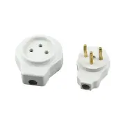 Israel 3 Pin AC Electrical Power Rewireable Plug Male Female Plug Outlet Adaptor Wire Extension Cord Connector