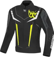 Berik Radic Evo Plus Waterproof Motorcycle Textile Jacket, black-grey-white-yellow, Size 58 for Men Black Grey White Yellow
