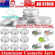 1-100pcs Aluminium Empty Cosmetic Pot Lip Balm Jar Tin Container Silver Box TR