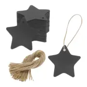 100Pcs Kraft Paper Gift Tags with String,2.4x2.2" Pentagram Paper Labels Black