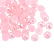 180pcs ABS Half Pearl Beads 10mm Flat Back Imitation Pearl Colorful Pink