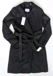 Cole Haan Signature Belted Wool Blend Coat, Black, Women's 6