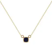 LuvMyJewelry Cushion Cut Sapphire & Diamond 14K Gold Birthstone Necklace in Yellow Gold at Nordstrom One Size