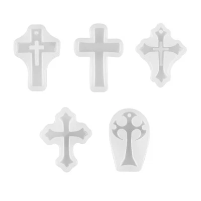 5Pack DIY Silicone Cross Resin Mold Jewelry Epoxy Making Casting Mould Tool
