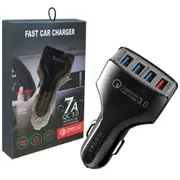 Quick Charge QC3.0 Charger 4 Ports USB Fast Charging Car Charger Adapter Qualcomm (Black)