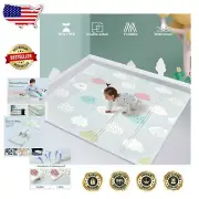 Reversible Waterproof Baby Play Mat, 79x71 Inches, BPA-Free Foam with Travel Bag