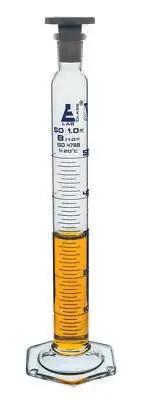 Eisco Labs 50ml Measuring Cylinder with Stopper, Class B - Blue Graduations