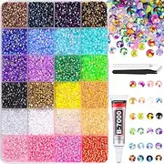 TINKRSTUFF 24000pcs Jelly Resin Rhinestones with Tweezers for Crafts, Mixed Gems, 3mm Non Heat Setting, Crystals for DIY Clothing, Glasses, Cups, Shoes, Fabric, Nail Decor