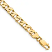 Solid 14K Yellow Gold 9 inch 6.5mm Hand Polished Fancy Link with Lobster Clasp Bracelet