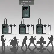 Wireless in Ear Monitor System 2.4 G Earphone Rechargeable Transmitter Receiver Support Stereo Mono Black