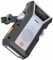Emergency Weather Radio Portable AM FM NOAA Weather Radio 4000mAh 14800mWh 1 5W LED Flashlight USB Type C Solar Hand Crank 3 Modes Charge SOS Alarm Gray