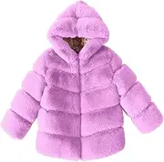 [VINCINEY] Girls Winter Coats Hooded Fur Jacket Warm Cotton Fleece Thick Snowsuit Soft and Breathable Toddler Winter Coat for 2-10 Years Kid Girls